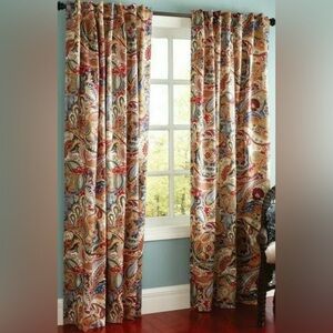 Pier 1 Multicolor Vibrant Paisley Curtains - Rare 50” x 96”